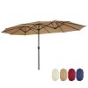15x9ft Large Double-Sided Rectangular Outdoor Steel Twin Patio Market Umbrella w/Crank-Taupe YK