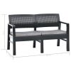 2-Seater Garden Bench with Cushions 47.2" Plastic Anthracite