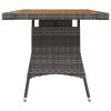 Patio Table Gray 51.2"x27.6"x28.3" Poly Rattan & Solid Acacia Wood
