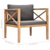 Patio Chair with Dark Gray Cushions Solid Teak Wood