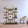 6-Story 11-Seat Multifunctional Carbonized Wood Plant Stand Vertical Shelf Flower Display Rack Holder
