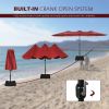 15 FT Outdoor Umbrella Double-Sided Patio Market Umbrella with Base, Crank, 100% Polyester Canopy