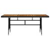 Patio Table Black 63"x27.6"x28.3" Poly Rattan & Solid Acacia Wood