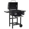 Charcoal-Fueled BBQ Grill with Bottom Shelf Black
