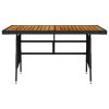 Patio Table Black 51.2"x27.6"x28.3" Poly Rattan & Solid Acacia Wood