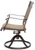 Swivel Rocker Chair, Cast Aluminum All-Weather Comfort Club Sling Arm Patio Dining Chair 2 Pcs/Set