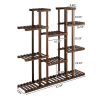 6-Story 11-Seat Multifunctional Carbonized Wood Plant Stand Vertical Shelf Flower Display Rack Holder