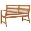 Patio Bench 45.1" with Cream Cushion Solid Acacia Wood