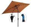 10 x 6.5t Rectangular Patio Solar LED Lighted Outdoor Market Umbrellas with Crank &amp; Push Button Tilt for Garden Shade Outside Swimming Pool RT