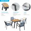 Higold 6801 Nofi Outdoor Furniture, 5 Pieces Patio Dining Set with Seating Cushions, Matte Charcoal Aluminum Frame, Imitated Teak Aluminum Tabletop