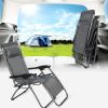 Zero Gravity Patio Adjustable Folding Reclining Chair with Pillow, 2PC Grey