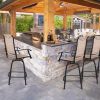 MEOOEM Outdoor Swivel Bar Stools Set of 2 Height Patio Chairs All Weather Patio Furniture Textilene for Bistro Lawn Garden Backyard