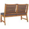 Patio Bench 45.1" with Dark Gray Cushion Solid Acacia Wood