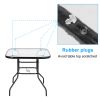 Outdoor Dining Table Square Toughened Glass Table Yard Garden Glass Table