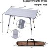 Bosonshop Portable Folding Aluminum Camping Picnic Table, Adjustable Height Compact Outdoor Table with Carry Bag, Silver