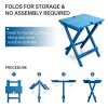 Quick-Fold Side Table,Portable Outdoor Weather Resistant End Table for Patio Balcony Backyard,No Assemble (Blue)