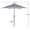 Outdoor Patio 8.6-Feet Market Table Umbrella with Push Button Tilt and Crank, Blue White Stripes[Umbrella Base is not Included]