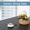 MEOOEM 37 inch Patio Dining Table with 1.57 inch Umbrella Hole, Wooden-Like Top Metal Steel Square Table for Garden, Backyard, Bistro