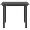 Garden Dining Table Black 31.5"x31.5"x29.1" Steel and Glass