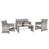 Outdoor 4-Piece Set patio furniture Sectional Sofa Sets All Weather Rattan Manual Wicker Conversation Set with Cushions and Table XH