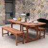 WE Furniture Patio Outdoor Acacia Dining Set, Brown - 3 Pieces