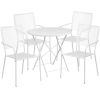 Commercial Grade 30" Round Indoor-Outdoor Steel Folding Patio Table Set with 4 Square Back Chairs