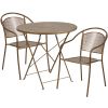 Commercial Grade 30" Round Indoor-Outdoor Steel Folding Patio Table Set with 2 Round Back Chairs