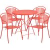 Commercial Grade 30" Round Indoor-Outdoor Steel Folding Patio Table Set with 4 Round Back Chairs