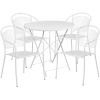 Commercial Grade 30" Round Indoor-Outdoor Steel Folding Patio Table Set with 4 Round Back Chairs