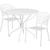 Commercial Grade 35.25" Round Indoor-Outdoor Steel Patio Table Set with 2 Round Back Chairs