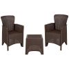 Faux Rattan Plastic Chair Set with Matching Side Table