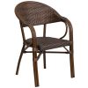 Milano Series Rattan Restaurant Patio Chair with Bamboo-Aluminum Frame