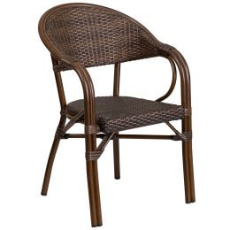 Milano Series Rattan Restaurant Patio Chair with Bamboo-Aluminum Frame