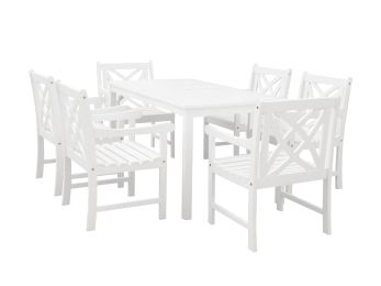 Bradley Eco-friendly 7-piece Outdoor White Hardwood Dining Set with Rectangle Table and Arm Chairs