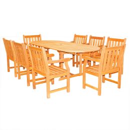 9-Piece English Garden Dining Set with Oval Extension Table