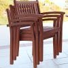 Malibu Eco-Friendly 5-Piece Wood Outdoor Dining Set with Rectangular Curvy Table and Stacking Chairs V187SET3