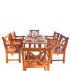 Malibu Eco-Friendly 7-Piece Wood Outdoor Dining Set with X-back Arm Chairs V189SET11