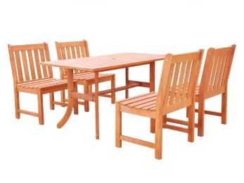 Malibu Eco-friendly 5-piece Outdoor Hardwood Dining Set with Rectangle Table and Armless Chairs