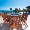 Malibu Eco-Friendly 7-Piece Wood Outdoor Dining Set with Foldable Arm Chairs V189SET8