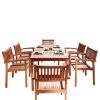 Malibu Eco-Friendly 7-Piece Wood Outdoor Dining Set with Stacking Dining Chairs V98SET10