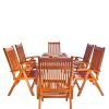 Balthazar Rectangular Table & Wood Reclining Chair Outdoor Dining Set
