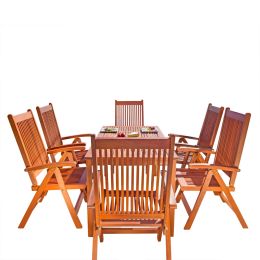 Balthazar Rectangular Table & Wood Reclining Chair Outdoor Dining Set