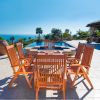 V98SET21 Balthazar Rectangular Table & Wood Reclining Chair Outdoor Dining Set
