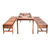 Malibu Eco-Friendly 3-Piece Wood Outdoor Dining Set with Backless Benches V98SET5