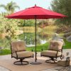Outdoor 9-Ft Tilt Patio Umbrella with Antique Bronze Pole and Red Canopy