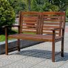Contemporary Outdoor 2-Seat Garden Bench with Weather Resistant Wood Finish