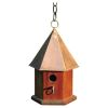 Solid Mahogany Wood Songbird Birdhouse with Shiny Copper Roof