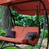 2-Seat Outdoor Porch Swing with Canopy in Terracotta Red