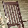 Set of 2 - Indoor/Outdoor Patio Porch Dark Brown Slat Rocking Chairs