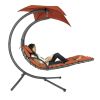 Orange/Red Single Person Sturdy Modern Chaise Lounger Hammock Chair Porch Swing
